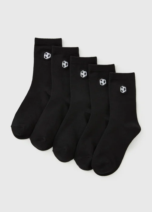 5 Pack Boys Black Football Ankle Socks (Younger 6-Older 6.5) - 4-6.5 Image 1