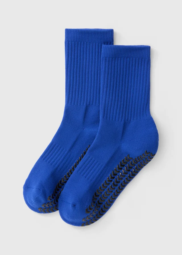 Blue Football Grip Ankle Socks