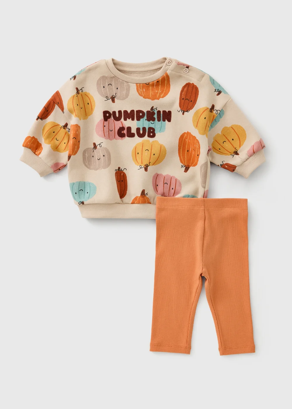 Baby Orange Pumpkin Sweatshirt & Leggings Set (Newborn-23mths) - Up to 1 Month Image 1
