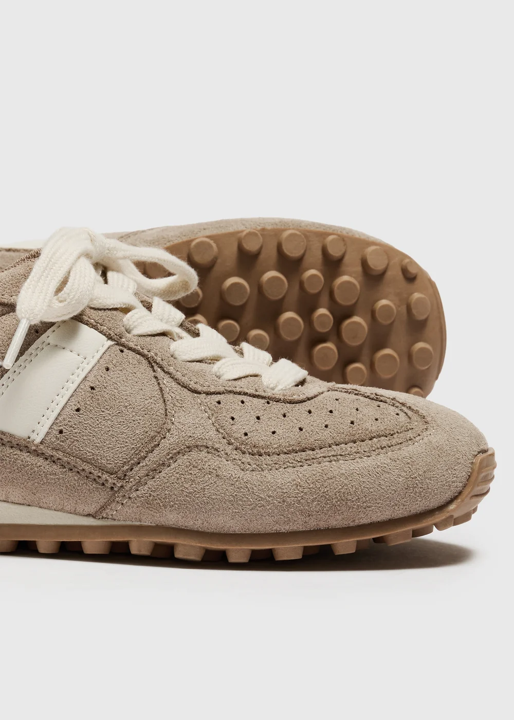Beige Suede Retro Trainers - 3 Image 2