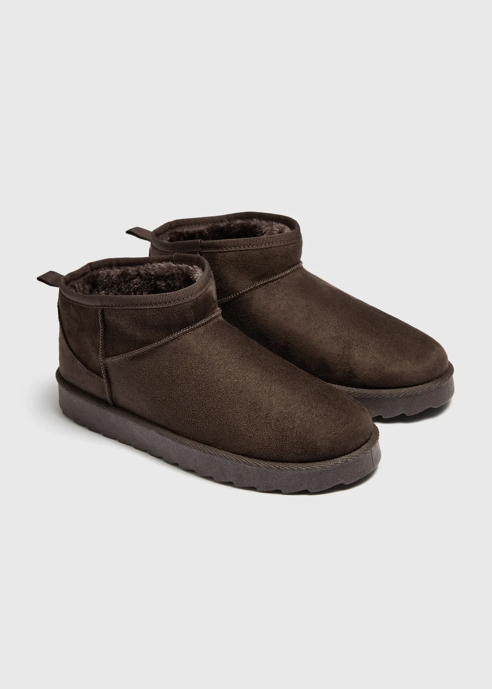 Chocolate Brown Faux Suede Mini Snug Boots - 4 Image 1