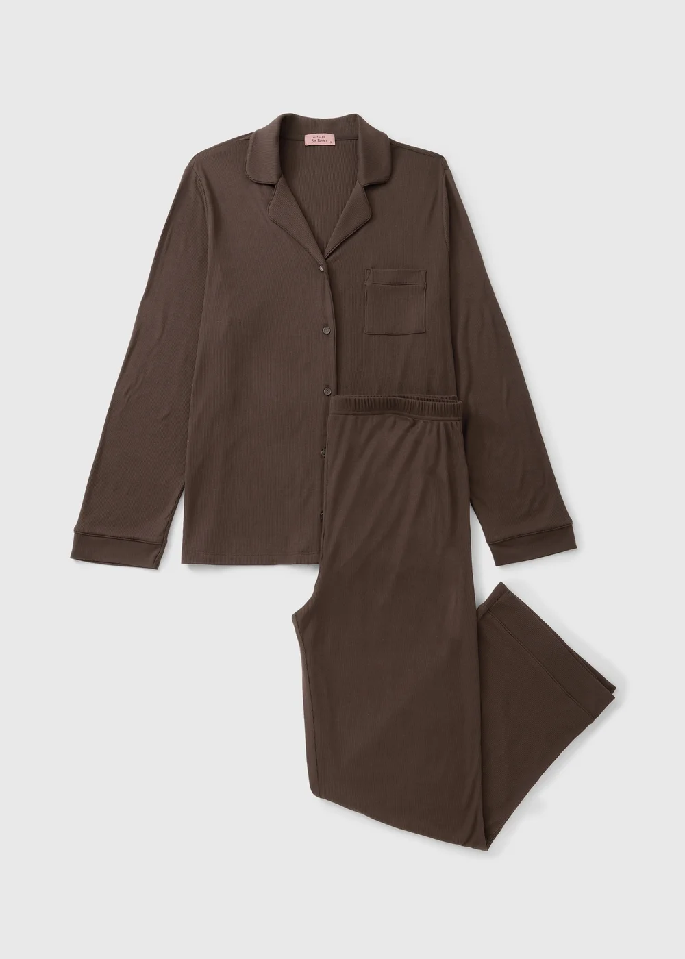 Brown Cosy Rib Traditional Pyjama Set - XS Image 1