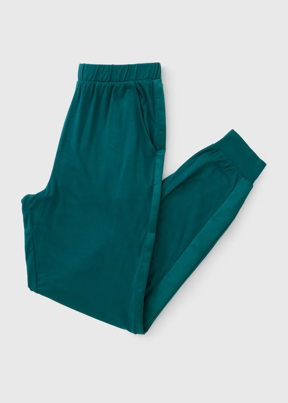 Teal Satin Cuffed Pyjama Jogging Bottoms - XS Image 3
