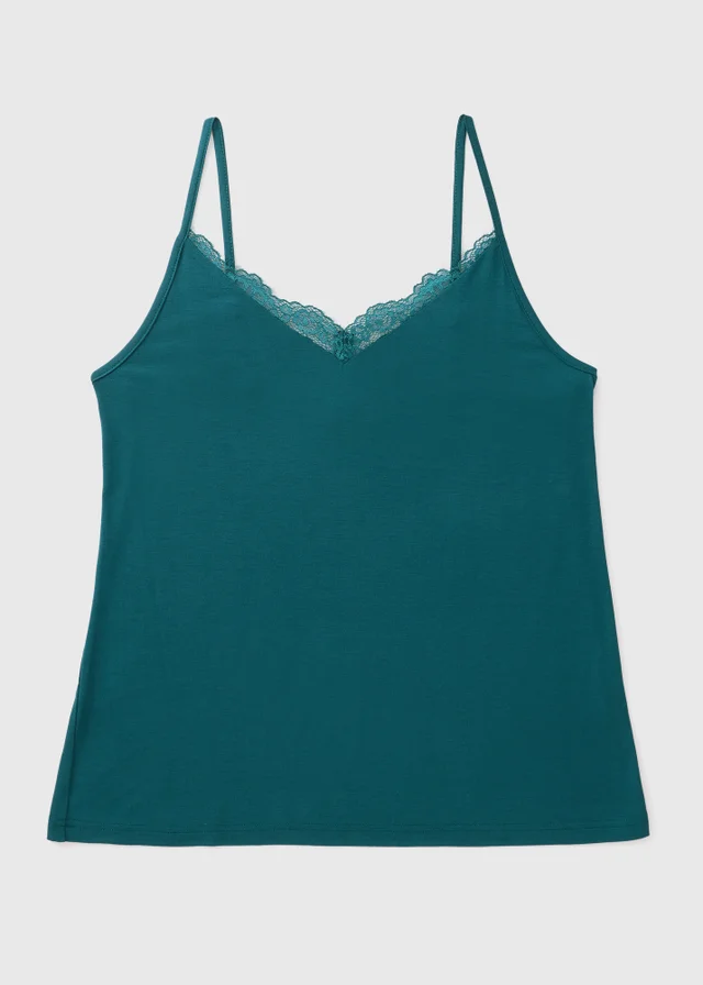 Teal Lace Pyjama Vest Top