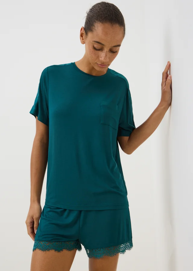Teal Lace Pyjama Shorts