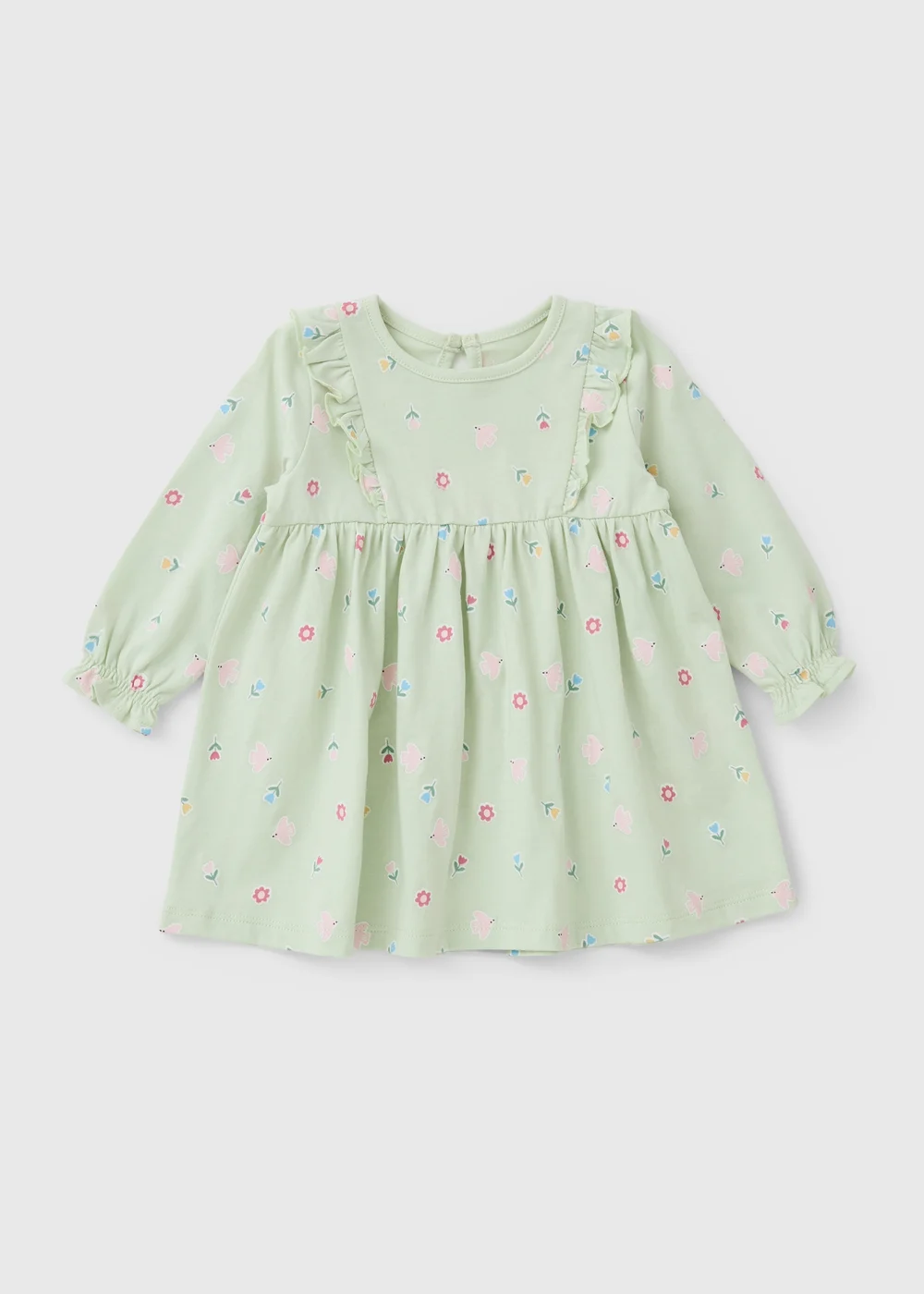 Sage Green Floral Dress (Newborn - 23mths) - Up to 1 Month Image 1