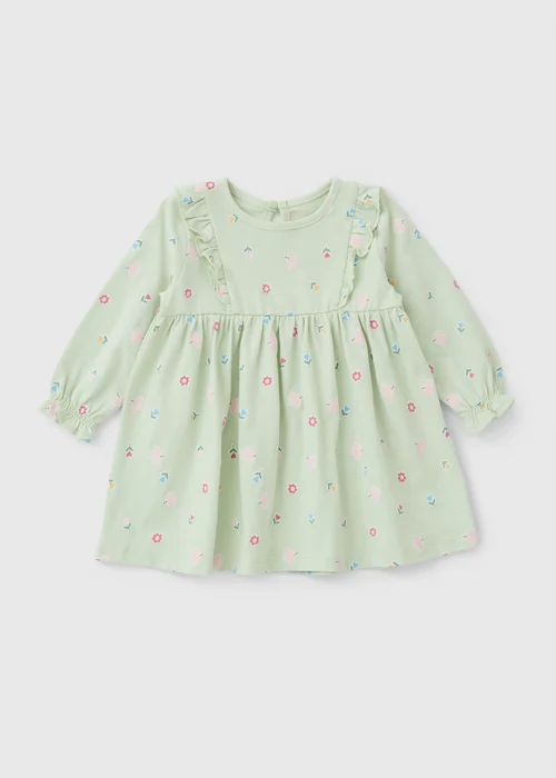Sage Green Floral Dress (Newborn - 23mths) - Up to 1 Month Image 1