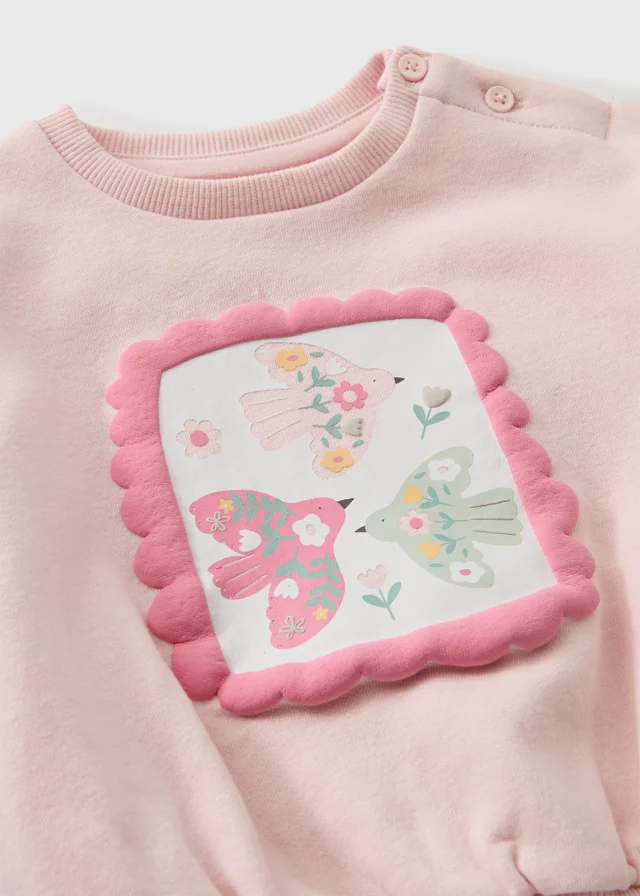 Baby Pink Bird Sweatshirt (0-23mths)