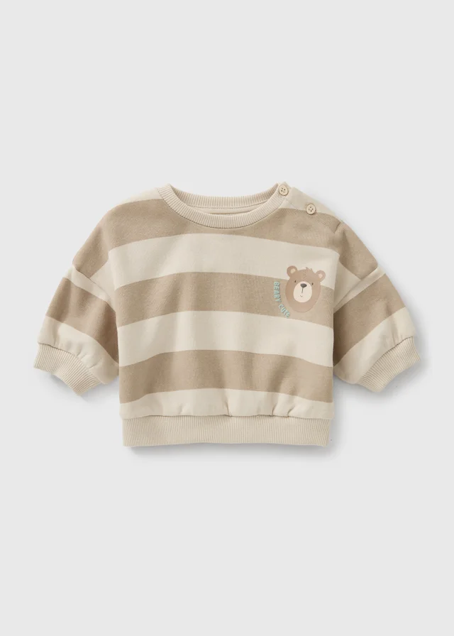 Baby Stone Teddy Bear Stripe Sweatshirt (0-23mths)