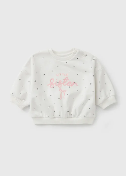 Baby Cream Little Sister Sweatshirt (0 - 23mths) - Up to 1 Month Image 1