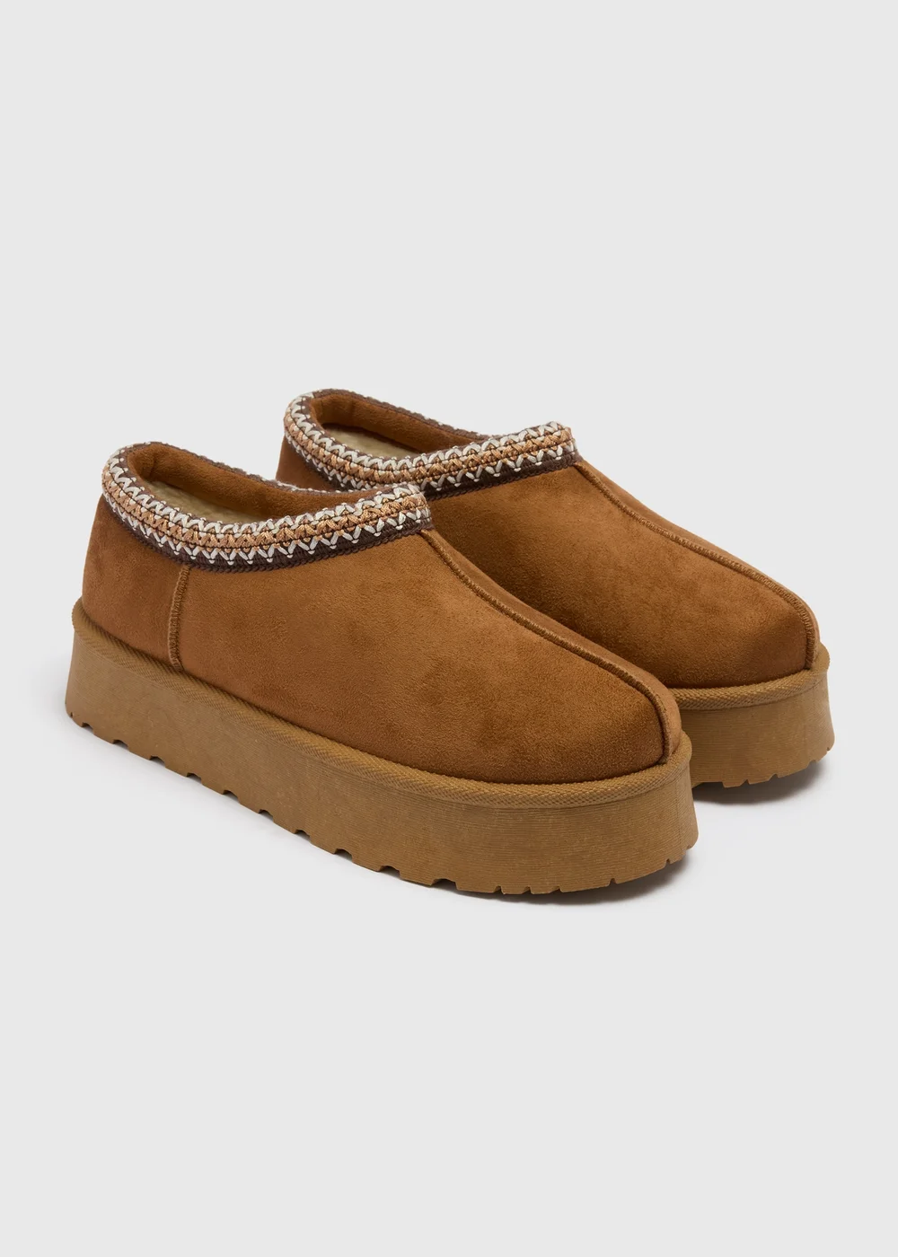 Tan Platform Mules - 3 Image 1