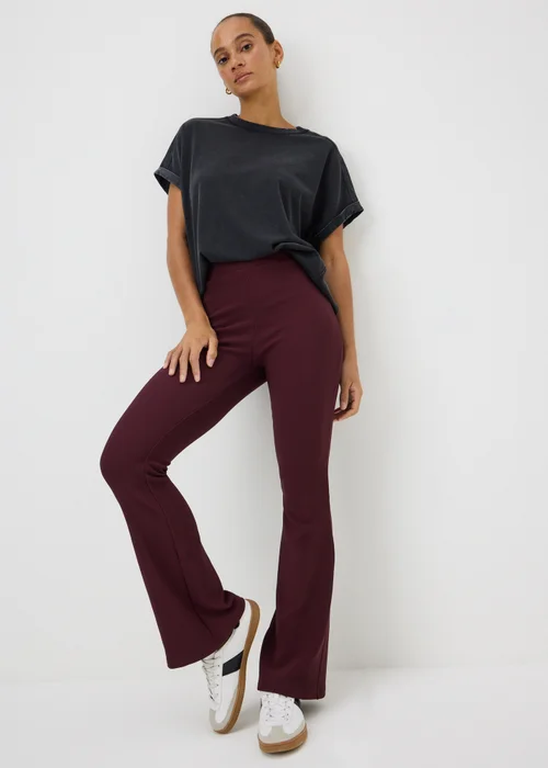 Burgundy Flared Leggings - 16 Image 1