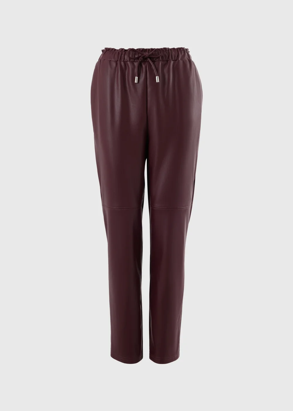 Burgundy Tapered Faux Leather Trousers - 8 Image 5