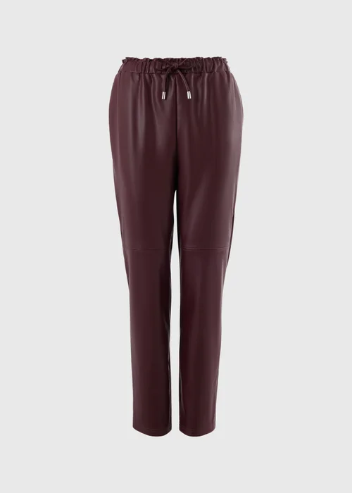 Burgundy Tapered Faux Leather Trousers - 8 Image 5