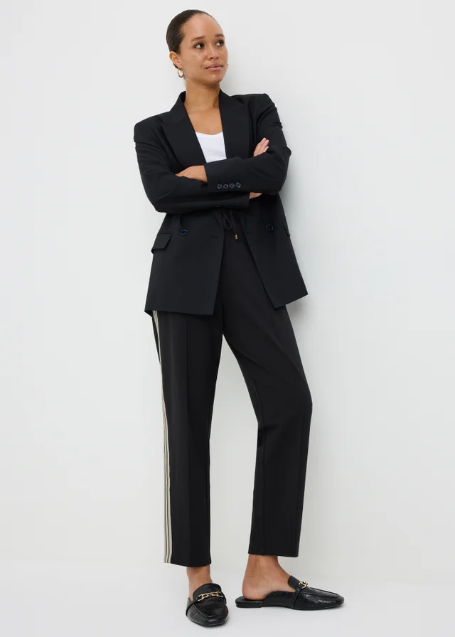Black Side Stripe Ponte Tapered Trousers