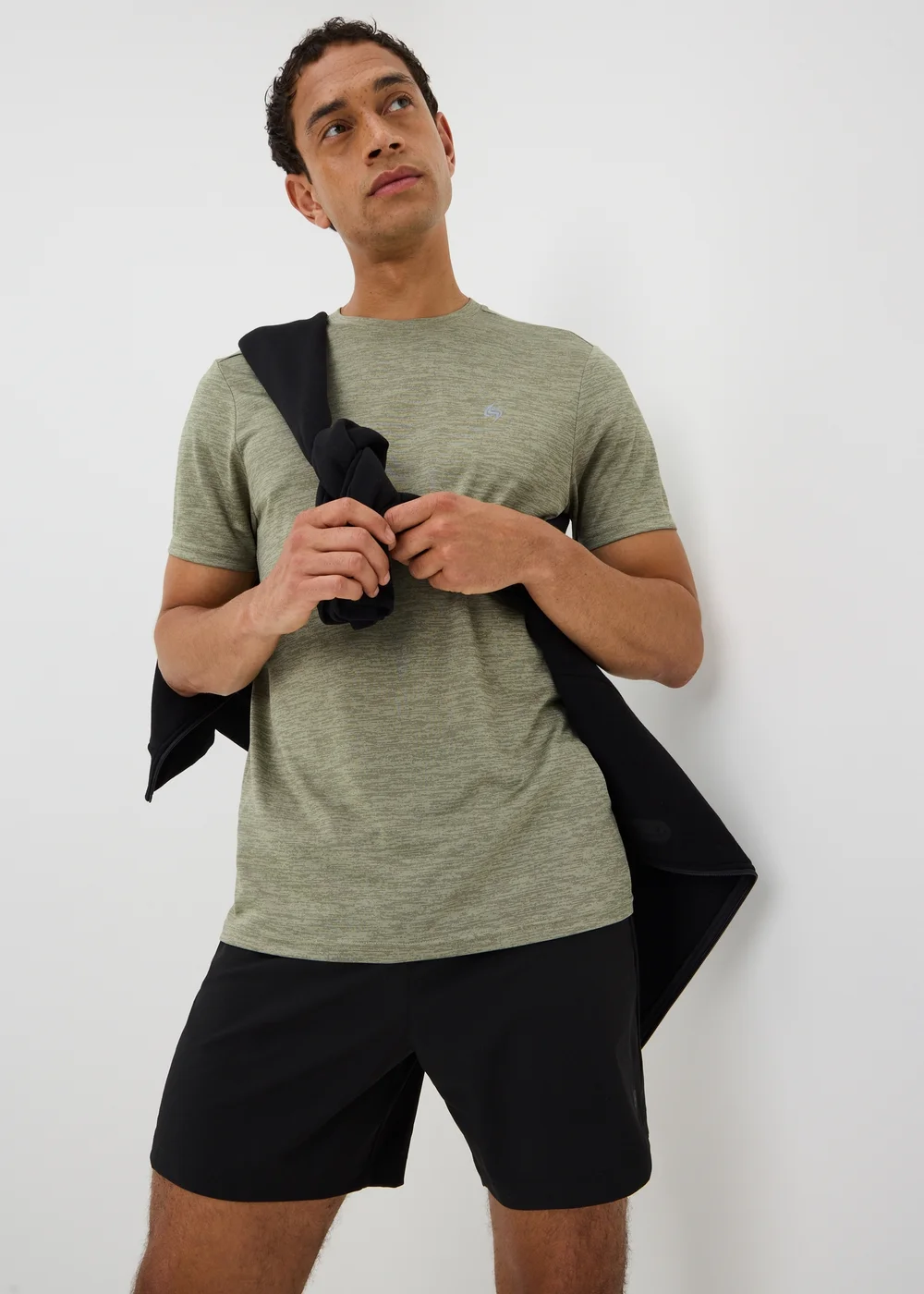Souluxe Khaki Two Tone Textured Sports T-Shirt - XS Image 1