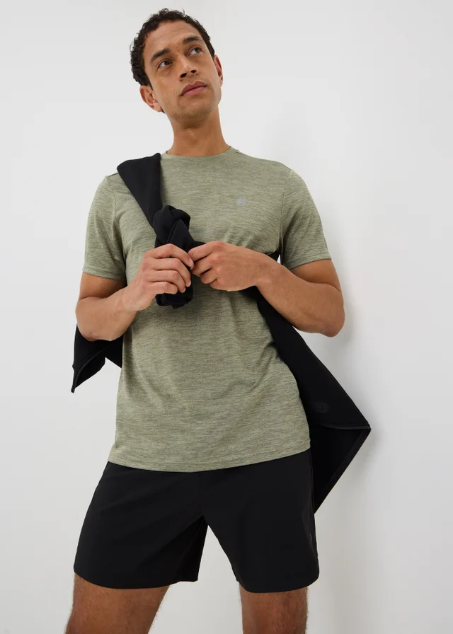 Souluxe Khaki Two Tone Textured Sports T-Shirt