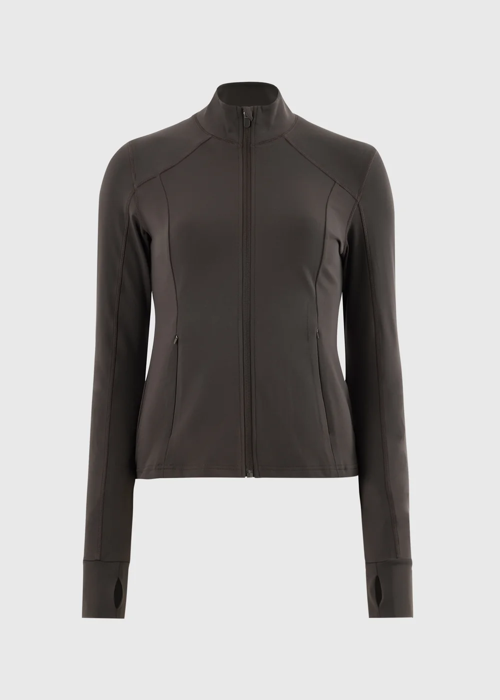 Souluxe Chocolate Brown Funnel Neck Zip Through Sports Jacket - 12 Image 1