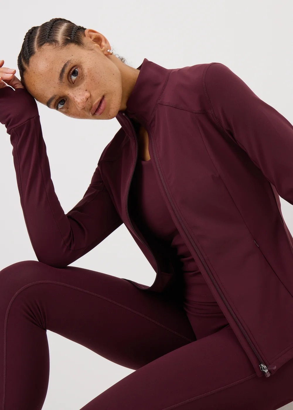 Souluxe Burgundy Funnel Neck Zip Through Sports Jacket - 8 Image 1