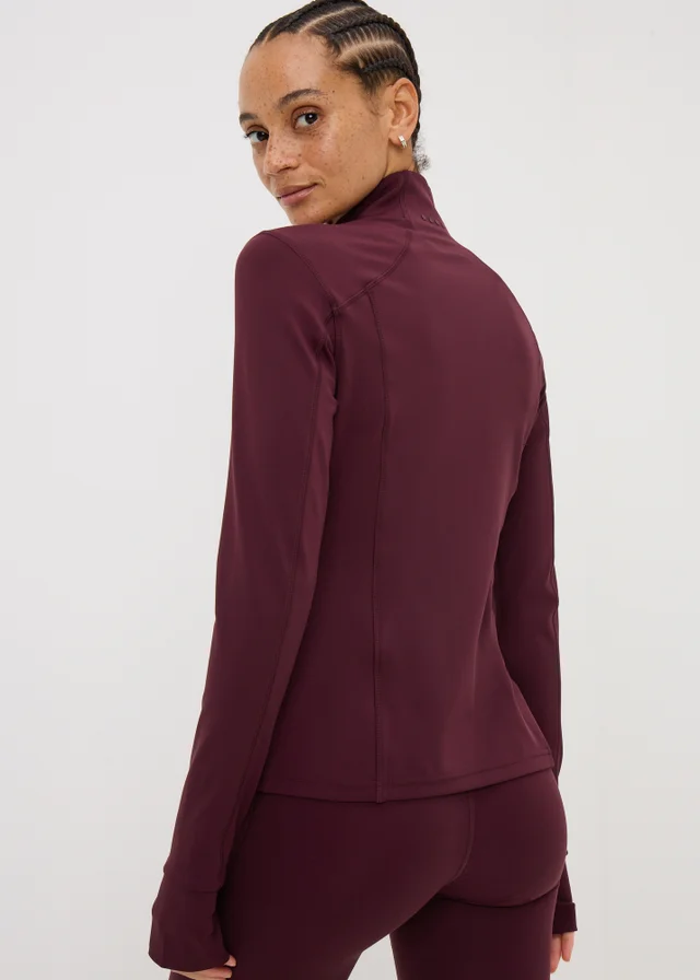 Souluxe Burgundy Funnel Neck Zip Through Sports Jacket