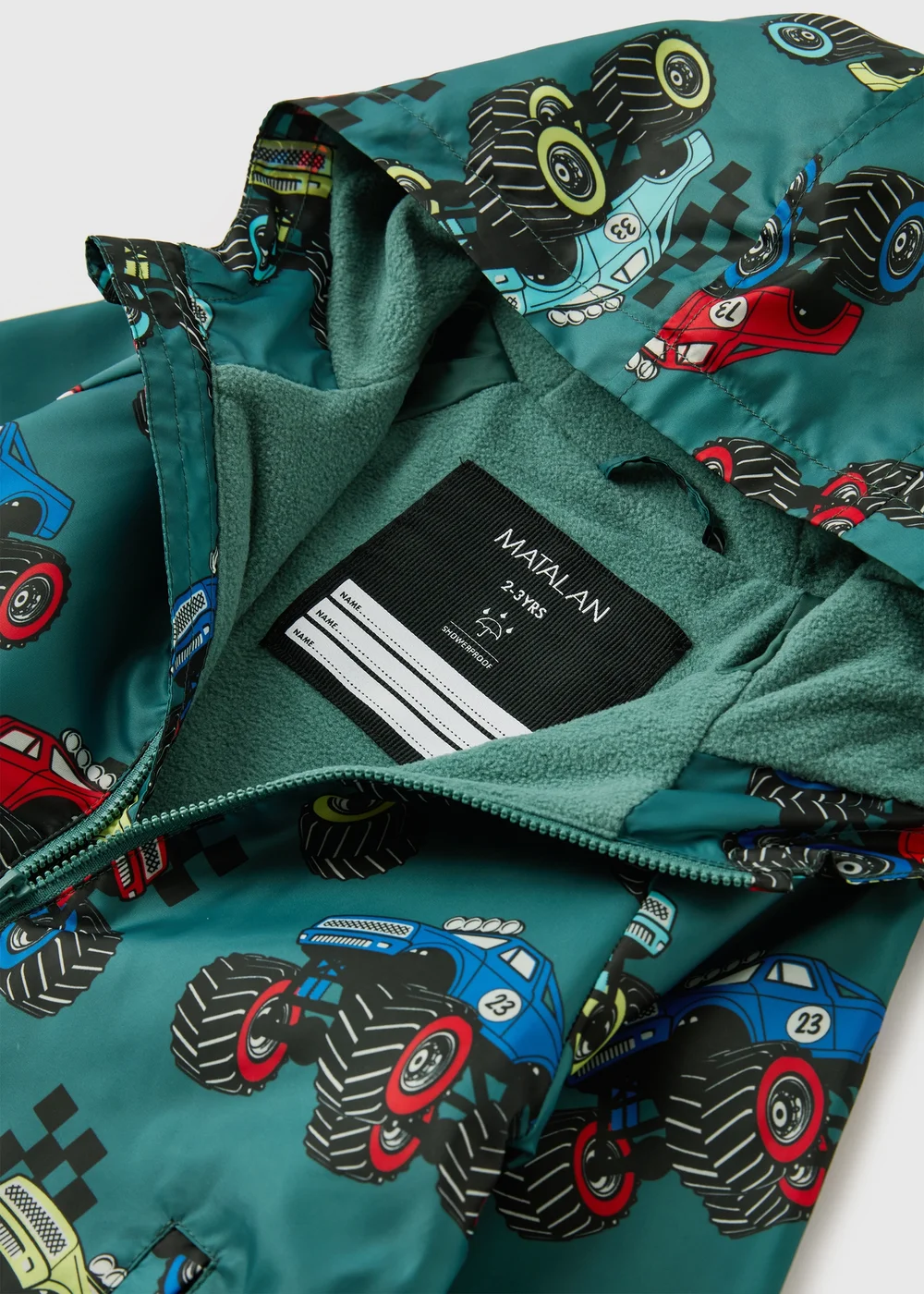 Boys Teal Car Print Raincoat (1-8yrs) - 1-1.5 Yrs Image 2