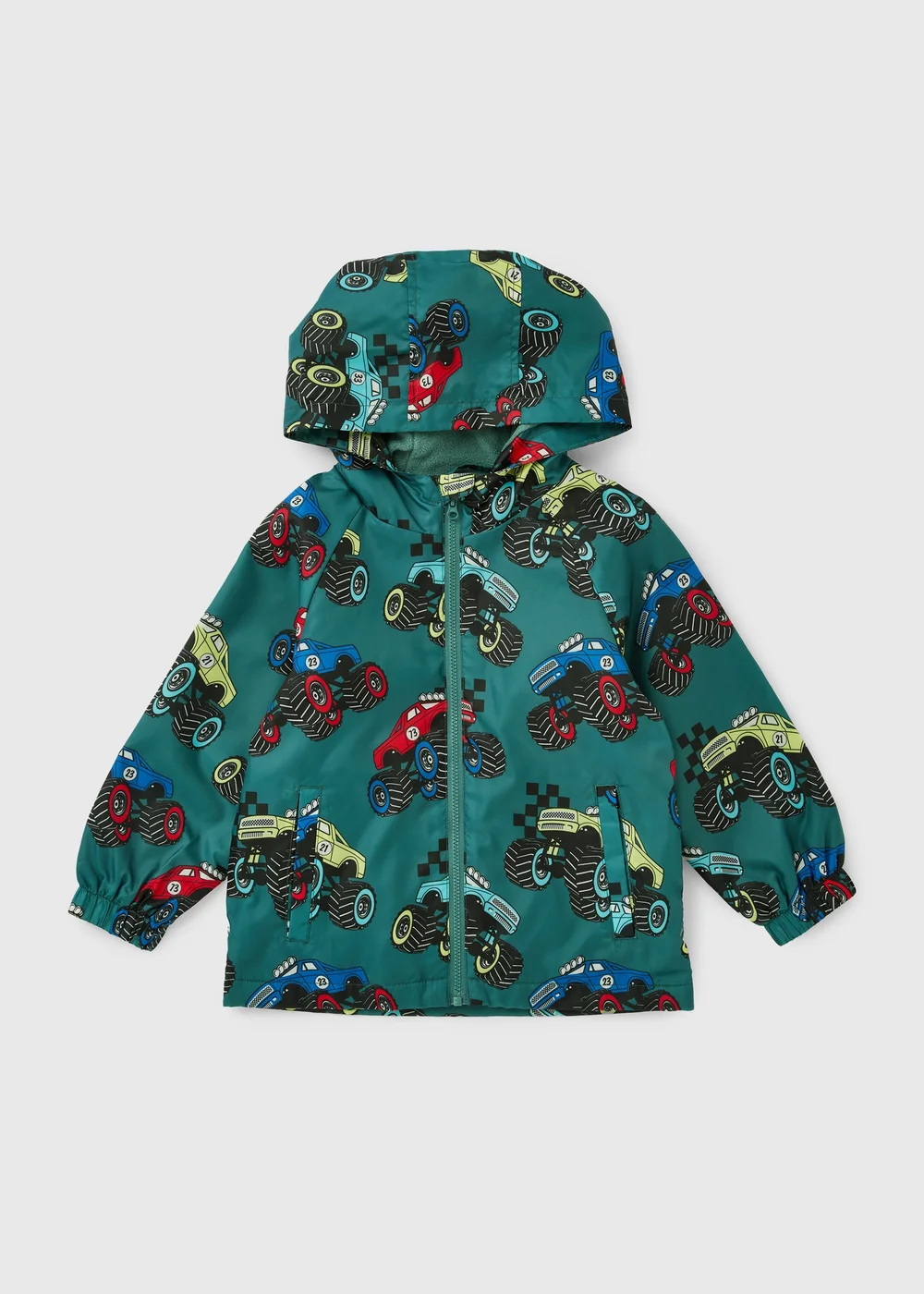Boys Teal Car Print Raincoat (1-8yrs) - 1-1.5 Yrs Image 1