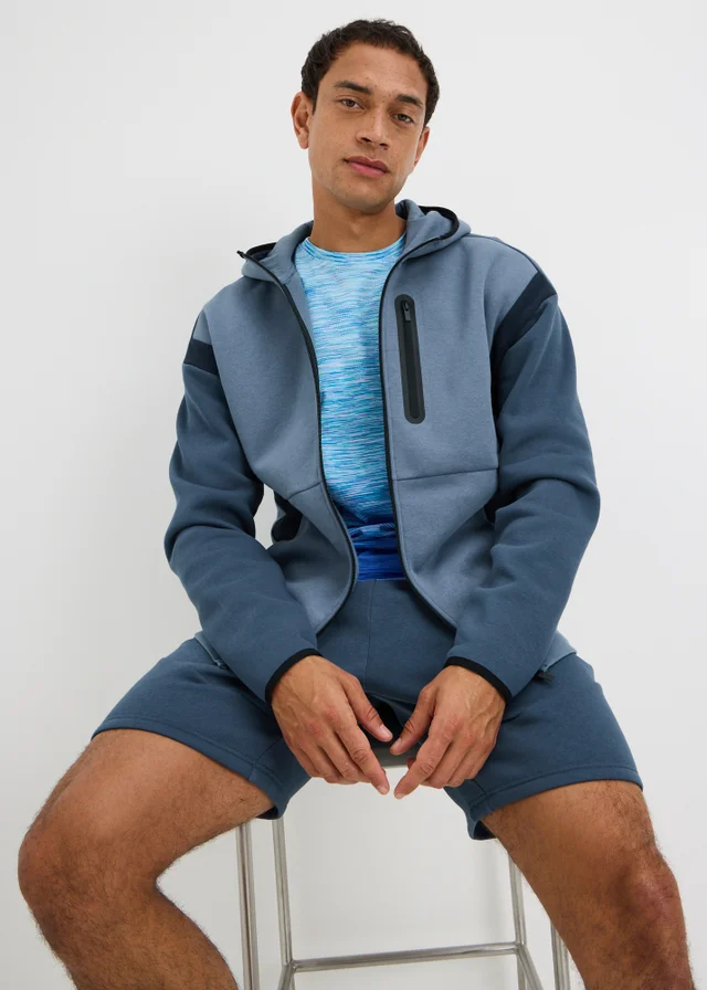Souluxe Blue Panel Zip Up Co Ord Hoodie