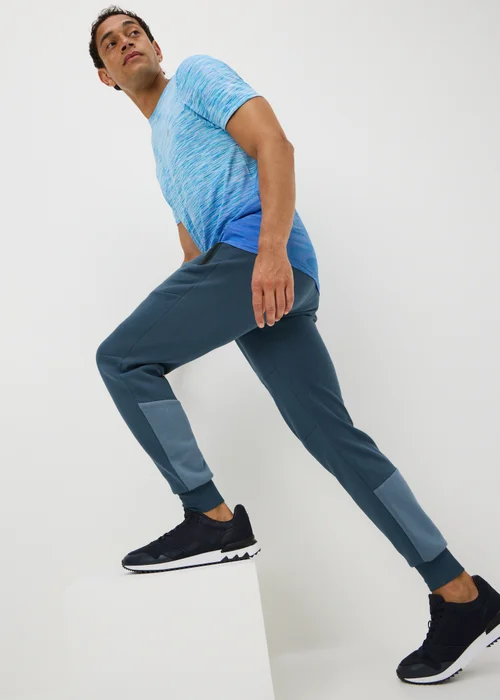 Souluxe Blue Panel Cuffed Jogging Bottoms - XS Image 1