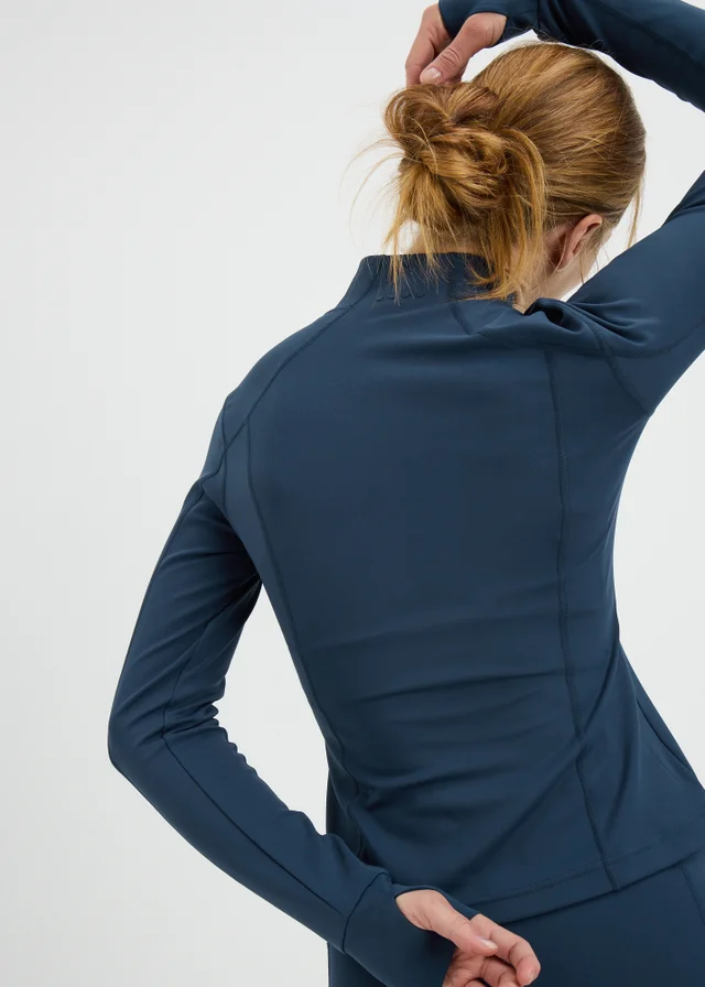 Souluxe Navy Funnel Neck Zip Through Sports Jacket