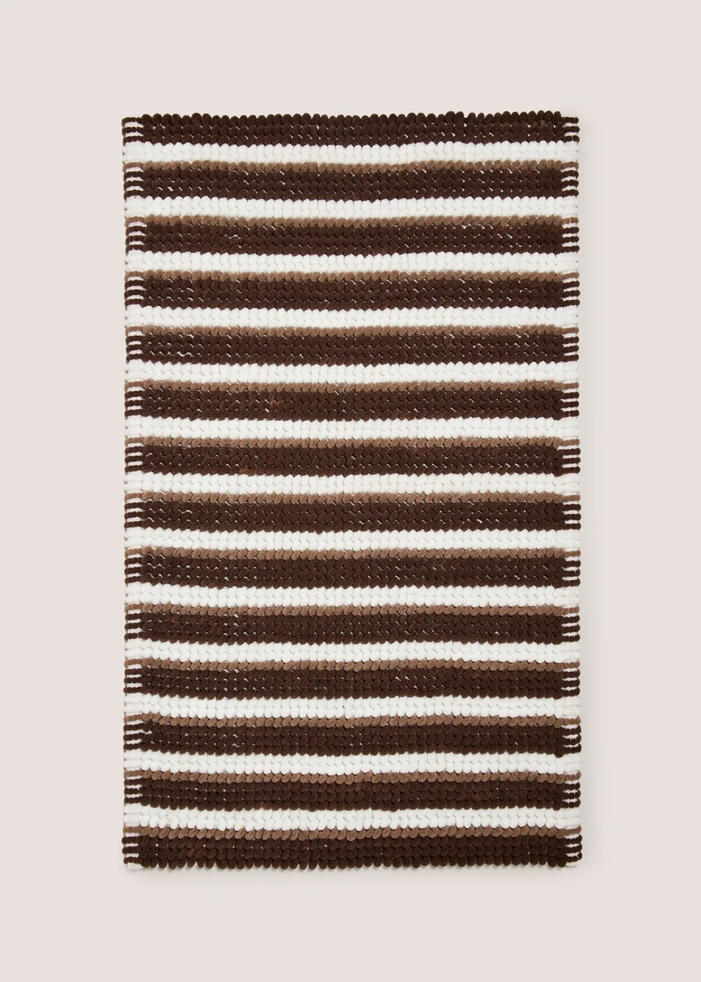 Brown Stripe Chenille Bath Mat Image 1