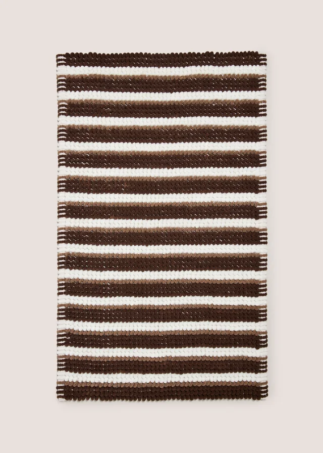 Brown Stripe Chenille Bath Mat