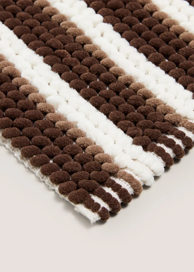 Brown Stripe Chenille Bath Mat
