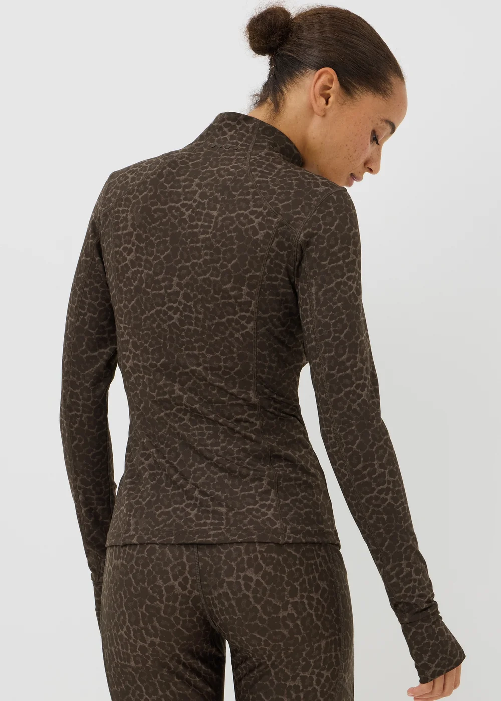 Souluxe Brown Leopard Print Funnel Neck Zip Through Sports Jacket - 6 Image 2