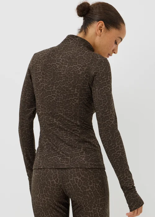 Souluxe Brown Leopard Print Funnel Neck Zip Through Sports Jacket - 6 Image 2