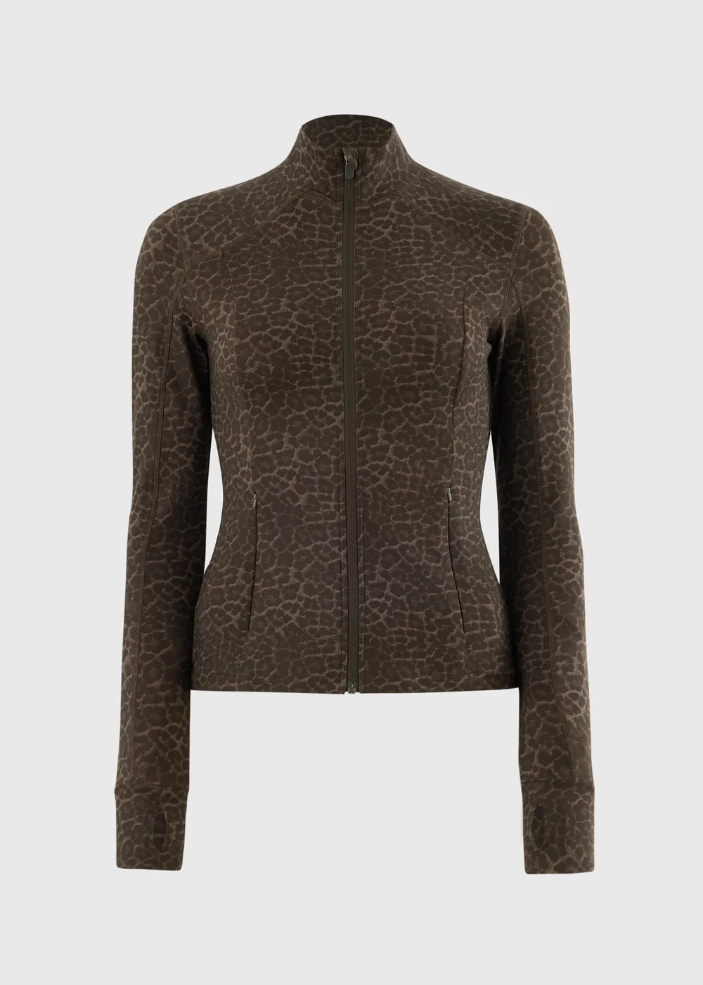 Souluxe Brown Leopard Print Funnel Neck Zip Through Sports Jacket - 6 Image 4