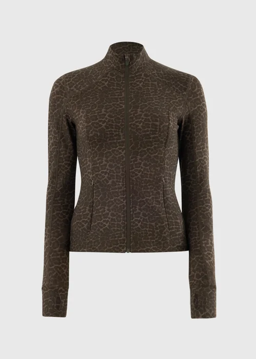 Souluxe Brown Leopard Print Funnel Neck Zip Through Sports Jacket - 6 Image 4