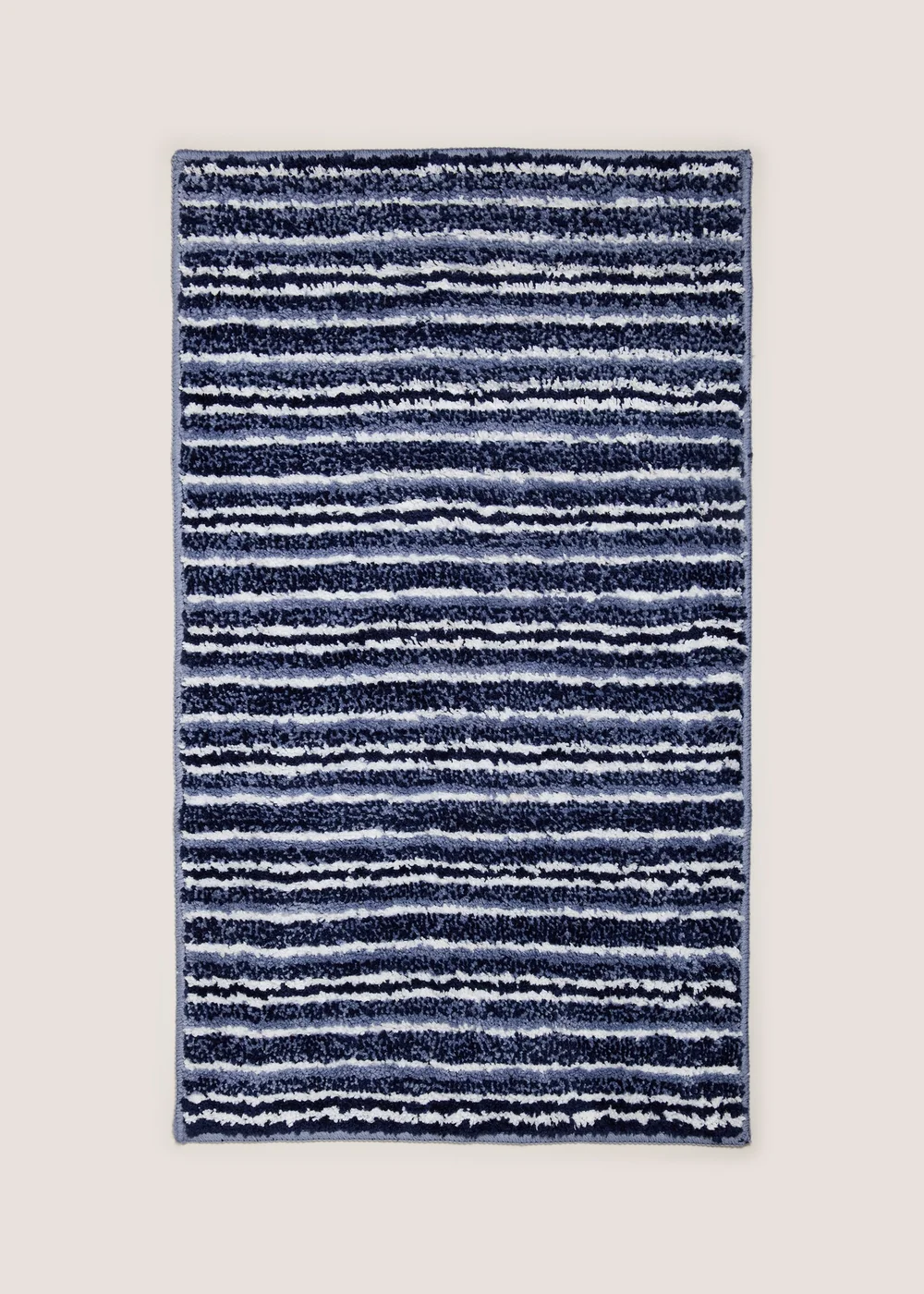 Blue Tufted Striped Bath Mat Image 1