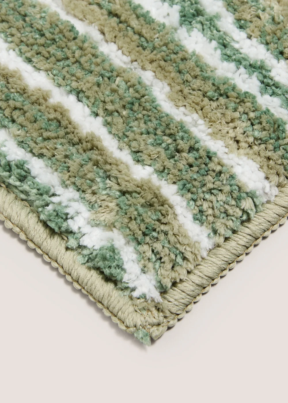 Sage Green Tufted Stripe Bath Mat Image 2