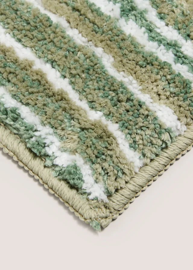 Sage Green Tufted Stripe Bath Mat