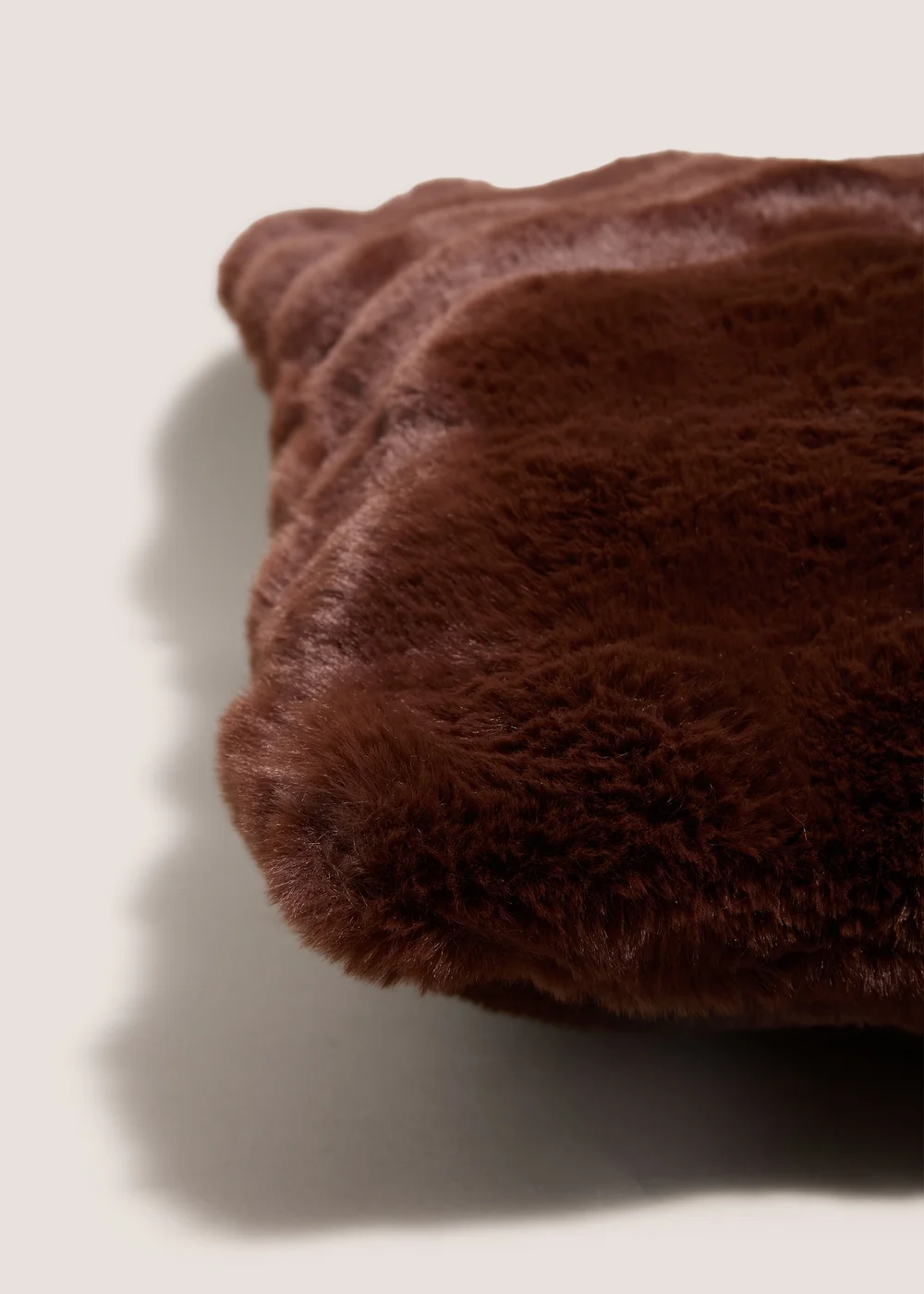 Brown Faux Fur Bubble Cushion Image 2