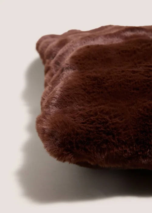 Brown Faux Fur Bubble Cushion Image 2
