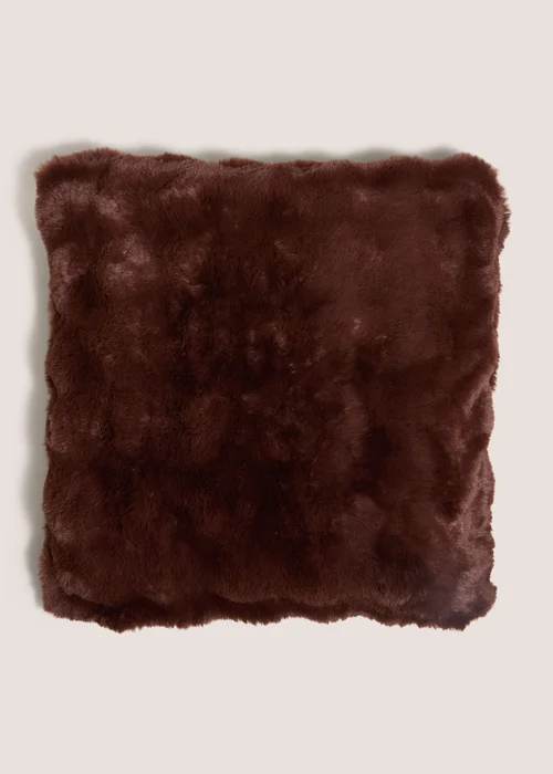 Brown Faux Fur Bubble Cushion Image 1