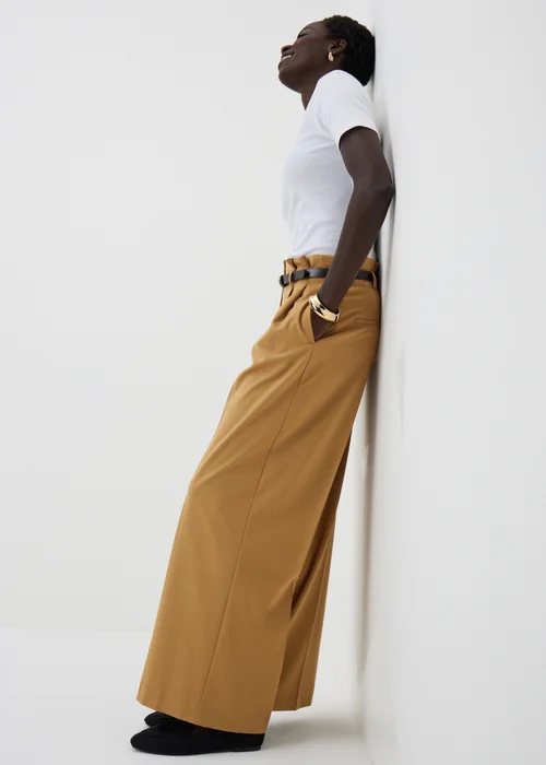 Camel Paperbag Wide Leg Trousers - 8/L29 Image 1