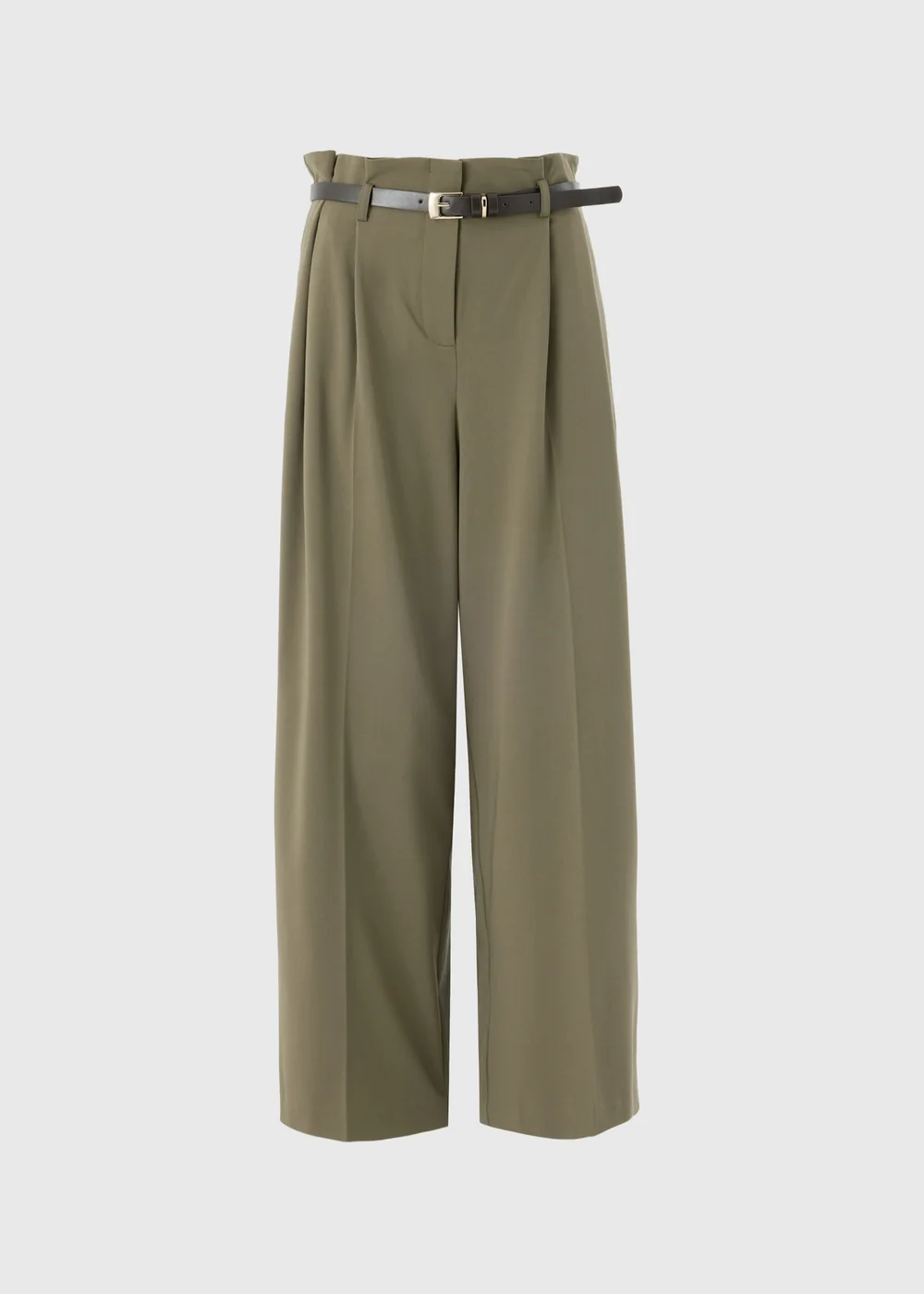 Khaki Paperbag Wide Leg Trousers - 8/L29 Image 4