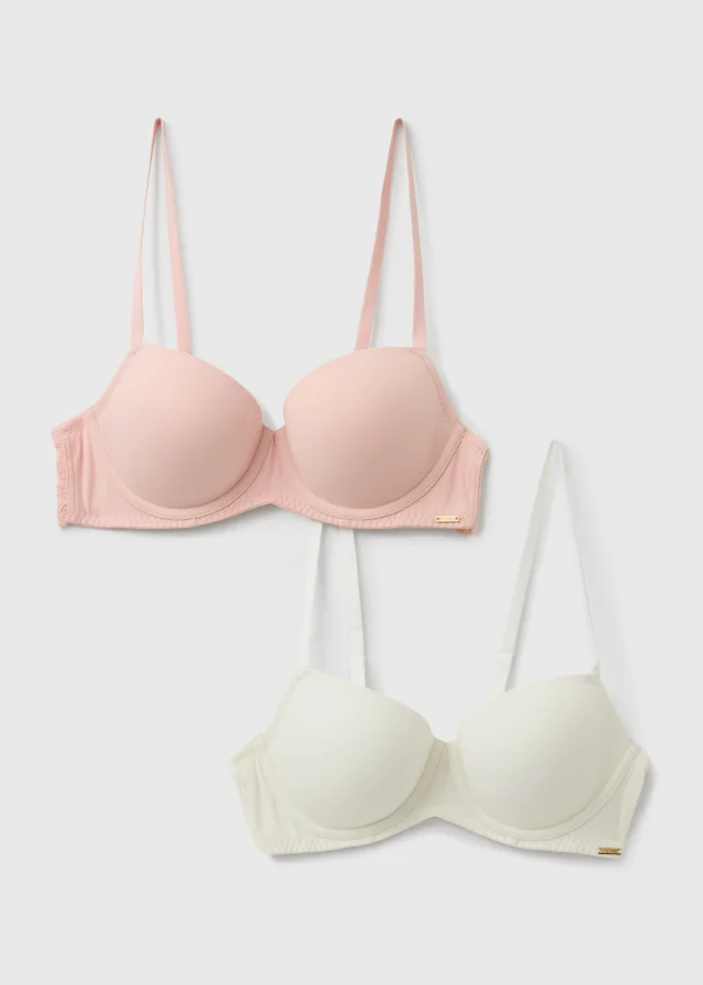 2 Pack Pink/Cream T-Shirt Bras