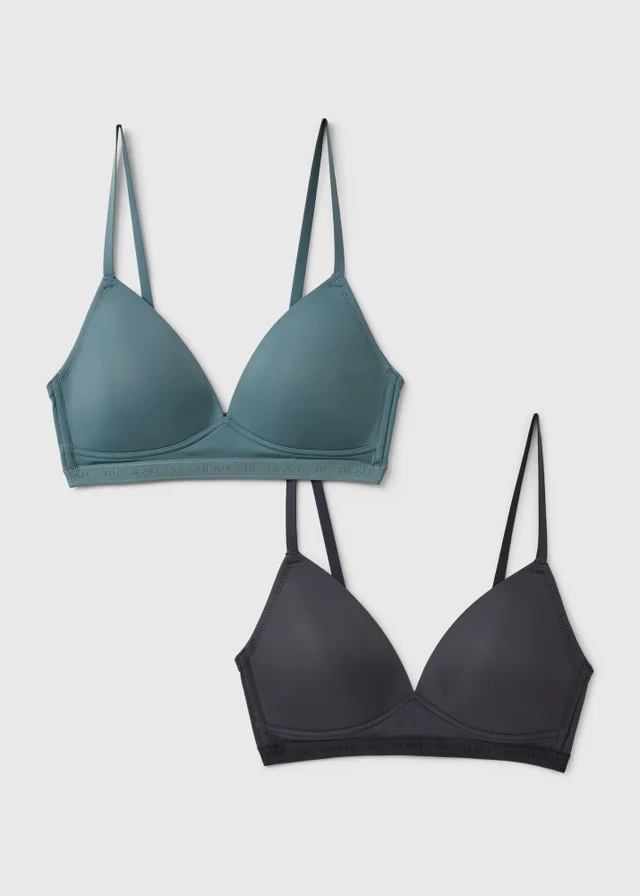 2 Pack Green And Grey Non Wired Bras