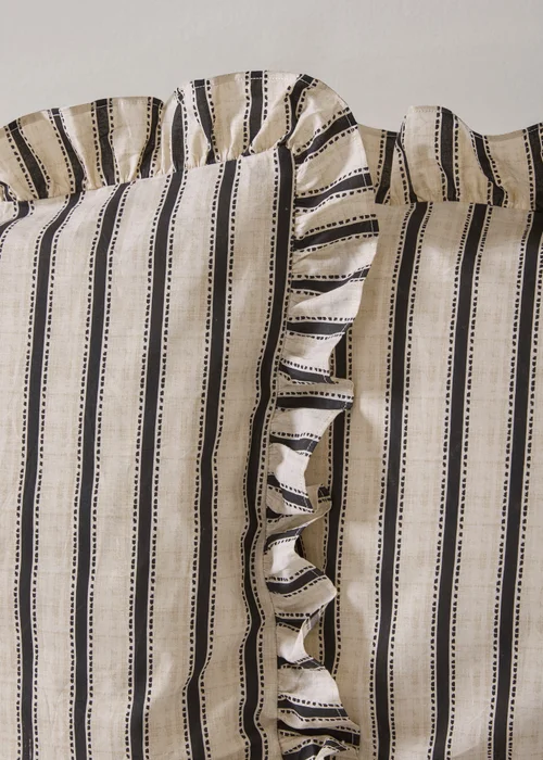 Black & White Striped Ruffled Duvet Set - Double Image 2