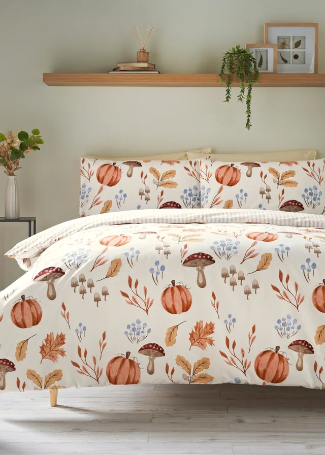 Orange Pumpkin Printed Duvet Set