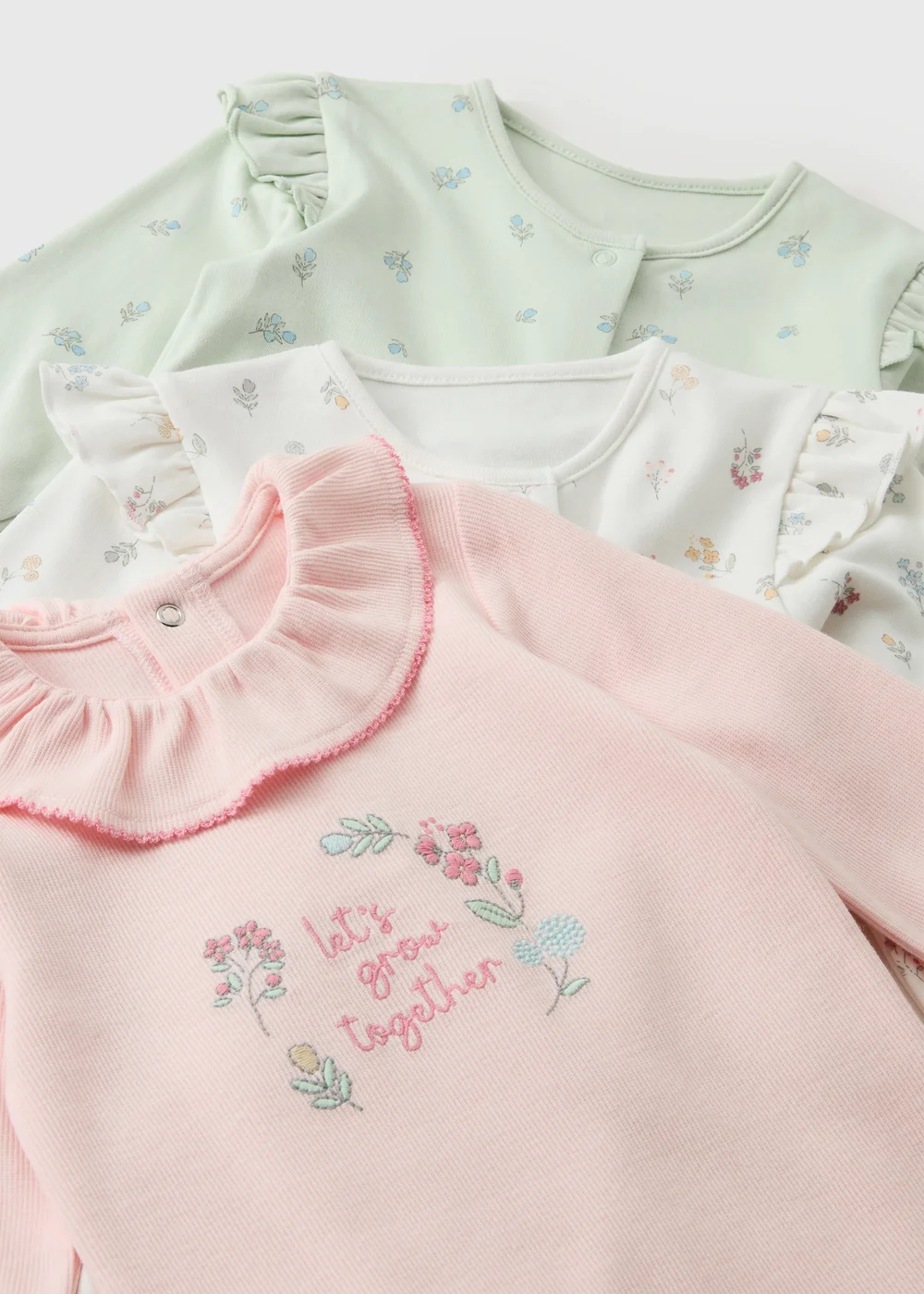 2 Pack Baby Multicolour Pretty Floral Sleepsuits (0-23mths) - 6-9 months Image 2