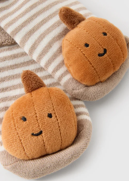 Baby Orange Pumpkin Rattle Socks (0-6mths) - Up to 1 Month Image 2